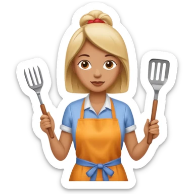 woman grilling bbq sticker