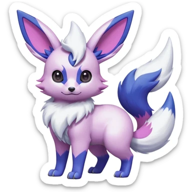 Frosty Albino Shiny White with Violet and Indigo and pink markings Eevee-Liepard-Zangoose-Pokémon-Digimon-Fakémon-fusion-hybrid-creature sticker