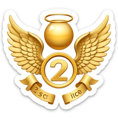 2st place award (number) decorated with angel wings golden sticker