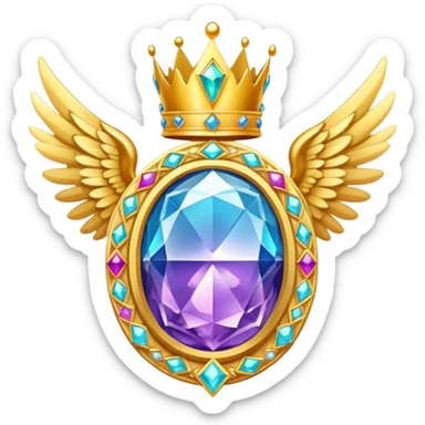 HUGE magic galactic gemstone award-in-frame-decorated-with-big-golden-angel--wings and crown sticker