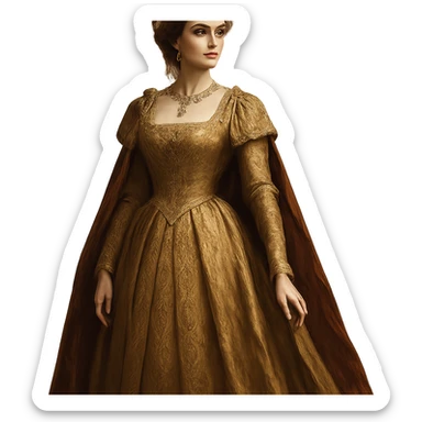 queen, regal, elegant, detailed crown, flowing gown, classic style sticker