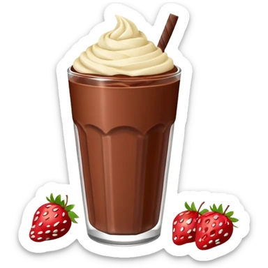 Un vaso cubierto de chocolate que arriba se vea crema batida encima M y M  y fresas encima  sticker