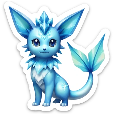 Shiny Sparkly Ethereal Iridescent Nebulae Exotic Colorful Vaporeon-Glaceon-Amaura-Aurorus-Fakémon-hybrid-creature (full body)  sticker
