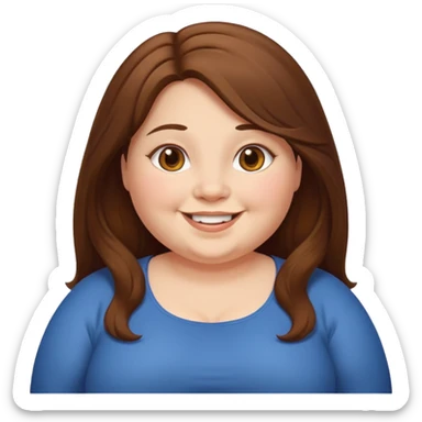 chubby lady with long brown hair sticker