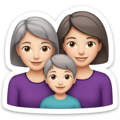 A mum with short Gray hair and her two adult daughters with brown hair sticker