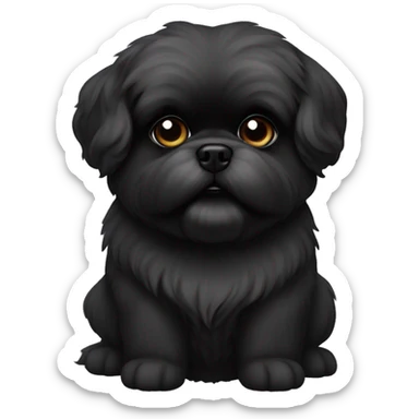 Pekingese poodle mix. All black in color everywhere. No other color. Underbite with teeth showing  sticker
