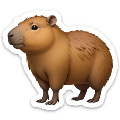 cinematic-capybara-realistic-full-body-on-all-fours-emoji,-plump-and-relaxed-body-soaking-in-the-warm-sun,-short-brown-fur-slightly-ruffled,-head-tilted-dramatically,-calm-expressive-eyes-exuding-serene-wisdom,-simplified-yet-realistic head tilted confidently staring at the camera ina. comical way sticker