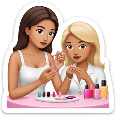woman doing a manicure to another woman sticker