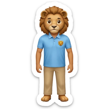 un leon con polito celeste caricatura sticker