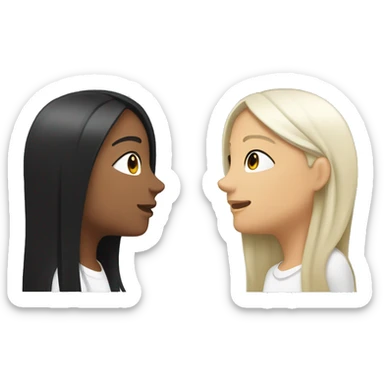 Lesbians with long black hair and white skin looking into each others eyes sticker