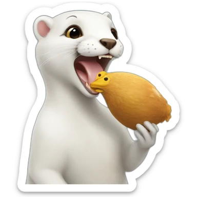 ermine eating a chicken sticker