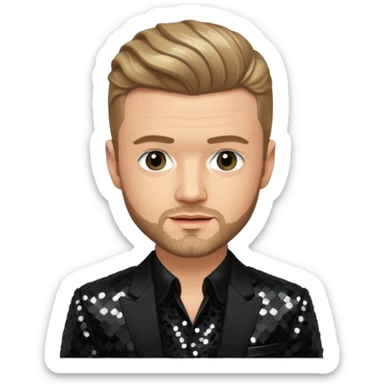 Justin Timberlake from 'N Sync with dark blonde hair, black sequin outfit sticker