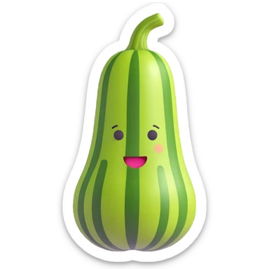 Add some dark green stripes to the zucchini, keeping the 3D emoji style and all other details unchanged. sticker