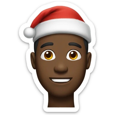 a black man with big jawline and a christmas hat sticker