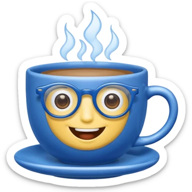 talking teacup blue with glassess sticker