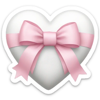 White heart with light pink ribbon bow sticker