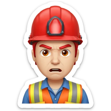 engineer with red helmet, angry expression, annoyance, furious sticker