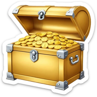 generate a image golden chest image filled with gold coins sticker