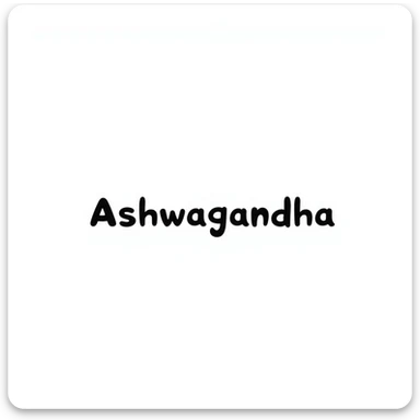 The word "Ashwagandha" hand-drawn in a simple style with minimal colors. The text should be clean and readable with just a few essential color accents. sticker