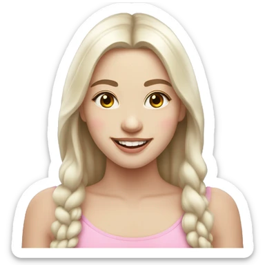 smiling slavic girl with white skin and pink light lips sticker
