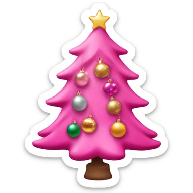 Pink Christmas tree with ornaments sticker