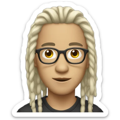 young guy with white dreadlocks wearing glasses sticker
