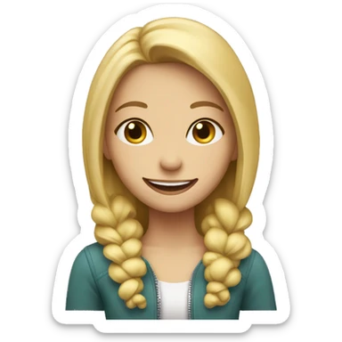 blonde girl smiling with zipper sticker