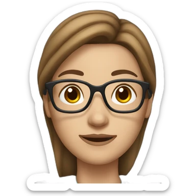 White nurse woman with long brown hair and glasses sticker