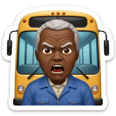 african uncle telling somone to get off the bus let him be angry. sticker