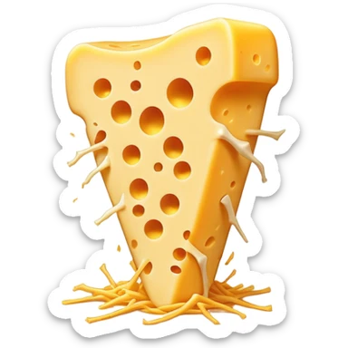 Glowing shredded cheese floating near a femur bone that has a magical golden light at its healing point. An ethereal K2 vitamin symbol pulses between them, channeling healing energy from the cheese to strengthen and repair the bone structure. sticker