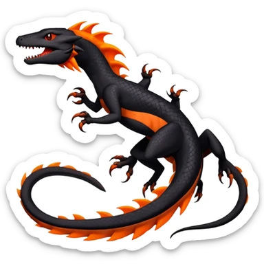 Black an Orange Salandit-Salazzle-Draco-Drakeon-Fakémon-creature-hybrid sticker
