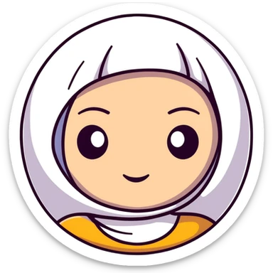 girl with narrow small eyes and big round face sticker