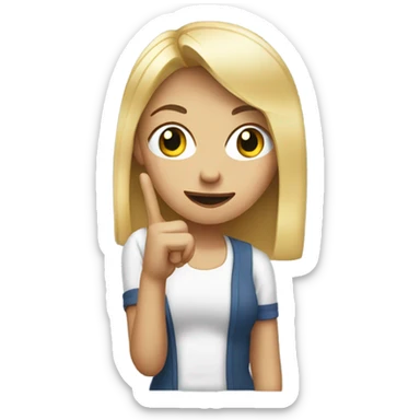 A blonde girl flipping someone off with her middle finger not a peace sign sticker