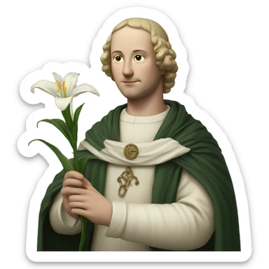 Petrarch holds a white lily in his hand sticker