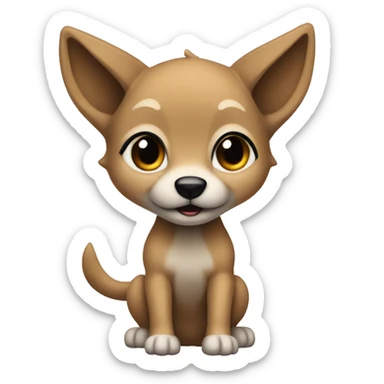 4 short legs a light brown puppy-like wolf with black ears sticker