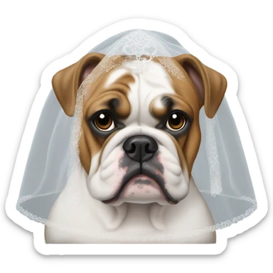 English bulldog with bridal veil sticker