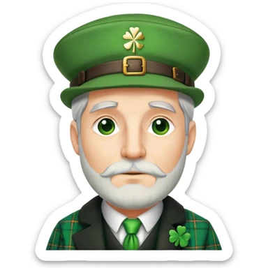 Tall grey haired man with green peaky hat and kilt st. Patrick’s Day sticker