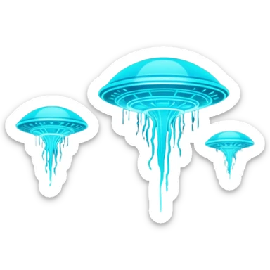 extraterrestrial futuristic otherworldly cyan bioluminescent neon-glowing aesthetic scenery sticker