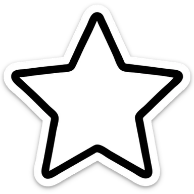 yellow star, left half filled in yellow, right half outlined, icon style, clean and minimal sticker