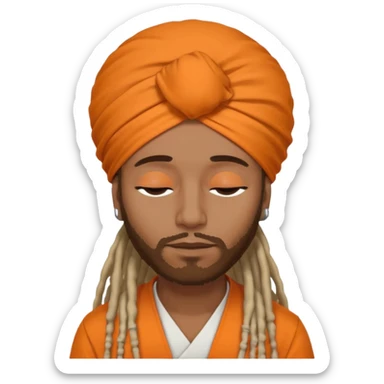 Brownskin man with long dreadlocks add a white turban on his head orange shirt sleeping with zzz above his head sticker