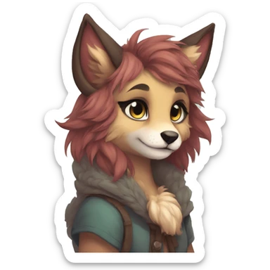 Shy cute anthro furry by Falvie, LiLaiRa, griffsnuff, AngieWolf sticker