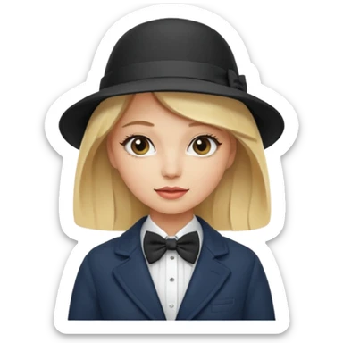 Bow Ties, Coats, and hat, lady, modern, blonde sticker
