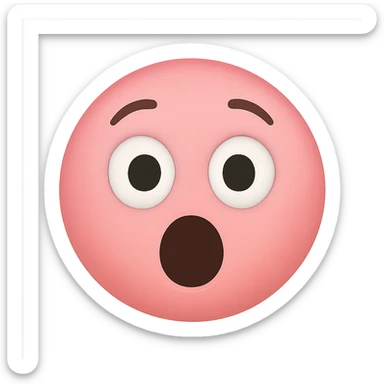 pink face with surprised expression emoji, digital illustration sticker