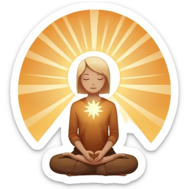 A silhouette of a person sitting with their head down, surrounded by two light souls—one offering a hand and another radiating warmth, symbolizing kindness. A soft light behind them represents hope, unseen but present. 🌅 sticker