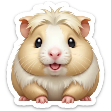 Cinematic Cute Yawning White Guinea Pig Portrait Emoji, Head tilted slightly with a dramatic, wide-open yawn, revealing a soft, downy white fur with tiny drooping ears, round dark eyes barely open in drowsy contentment, Simplified yet irresistibly adorable features, highly detailed, glowing with a soft, cozy glow, high shine, relaxed yet expressive, stylized with a touch of whimsy, bright and endearing, soft glowing outline, capturing the essence of a sleepy yet affectionate guinea pig, so drowsy it feels like it could stretch right out of the screen and curl up for a nap! sticker