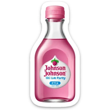 realistic Johnson and Johnson style bottle pink cap pink logo clear bottle with aint no party like a berry party written on the logo with diddy oil and a berry on top bottle sticker