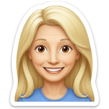 Femme 65 ans blonde cheveux long souriante sticker