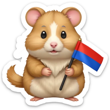 a hamster holding a Russian flag emoji sticker