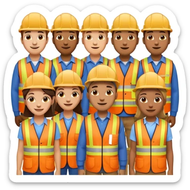 construction workers and janitors together, emoji style sticker
