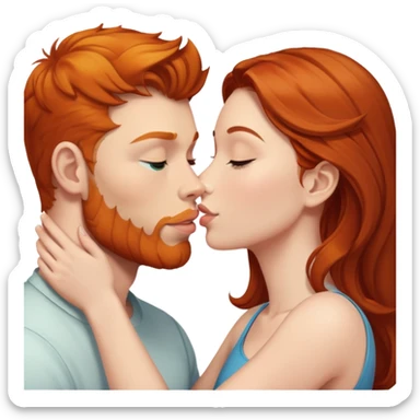 Ginger guy kissing brunette girl sticker
